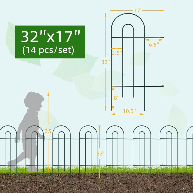 FOREHOGAR Decorative Garden Fence Border 32inX20ft Outdoor Green No Dig Temporary Iron Wire Edge Flowers Fencing Panels Rustproof Metal Folding Garden Fencing for Yard - Image 5